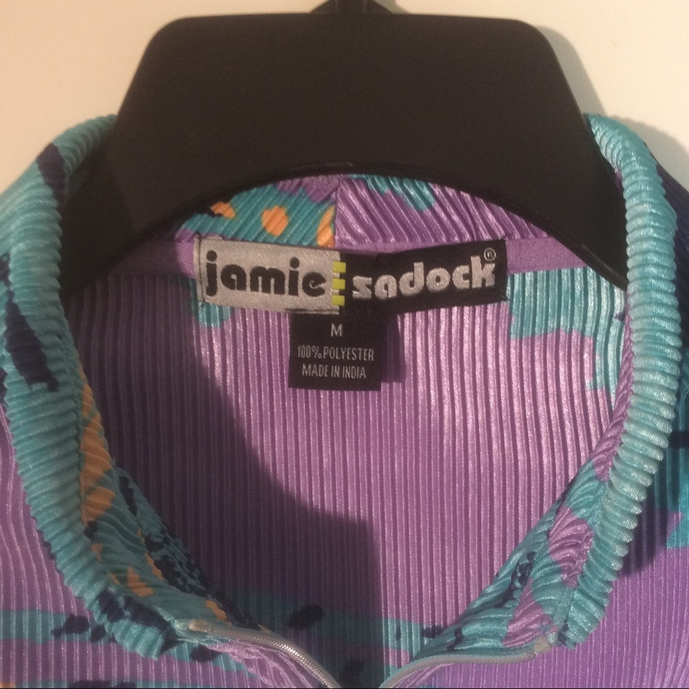 Jamie Sadock Blue Teal Purple Textured Quarter Zip Golf Polo Shirt Pullover Top - Picture 3 of 5